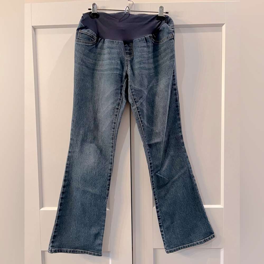 Indigo Blue Women's Boot Cut Jeans in Dark Blue with Navy Waistband